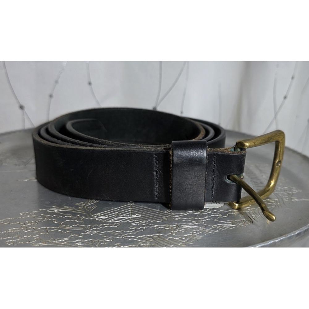 Duluth Trading Mens Belt Black Leather 48 USA Made Imported Material Staple